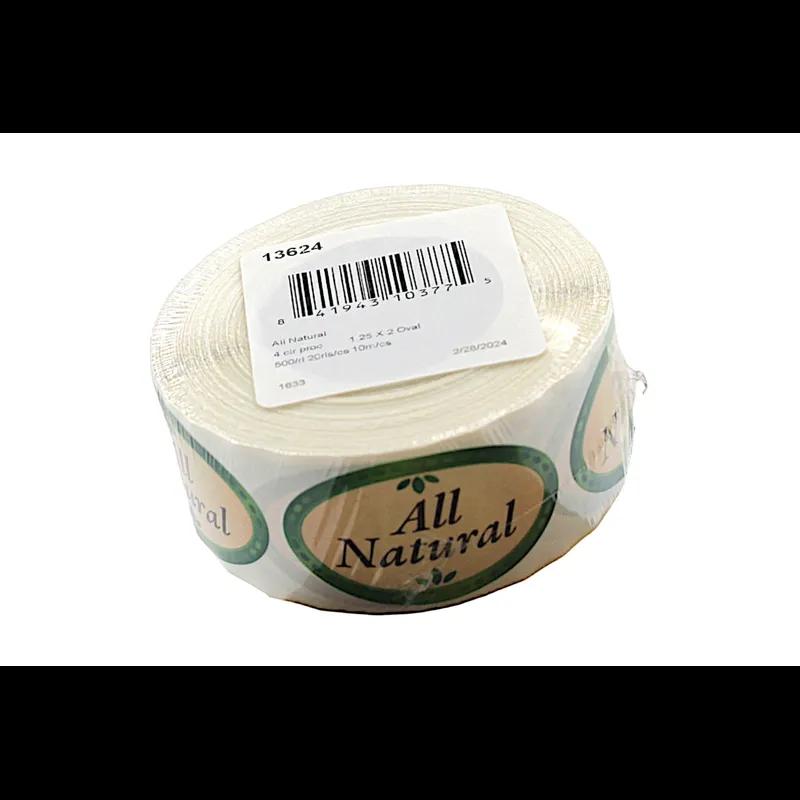 All Natural Bakery Flavor Label 1.25X2 IN Green Oval 4 Color Process 500 Count/Roll 5 Rolls/Sleeve