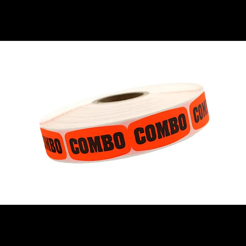 Combo Label 0.625X1.25 IN Black Fluorescent Red Short Oval 1000 Count/Roll 50 Rolls/Case 50000 Count/Case