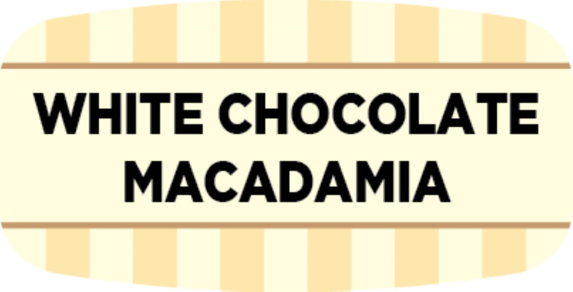 White Chocolate Macadamia Bakery Flavor Label 0.625X1.25 IN Oval 4 Color Process UV 1000 Count/Roll 50 Rolls/Case
