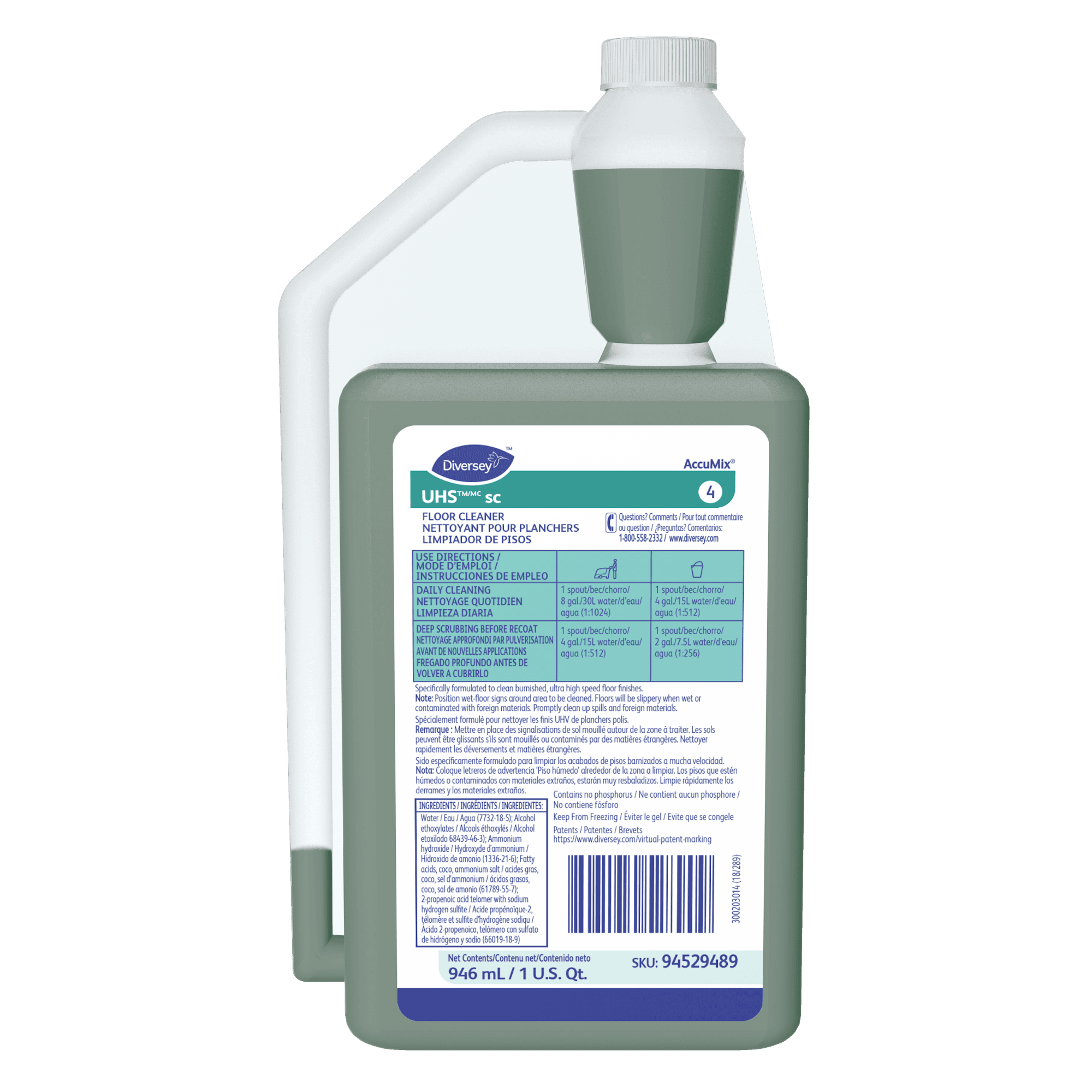 UHS SC Floor Cleaner 32 FLOZ Alkaline Liquid Concentrate 6/Case