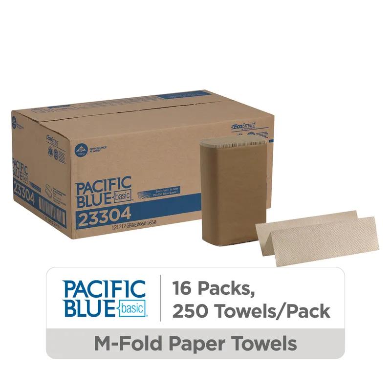 Pacific Blue Basic Folded Paper Towel 9.4X9.2 IN 1PLY Kraft 1/2 Fold 250 Sheets/Pack 16 Packs/Case 4000 Sheets/Case
