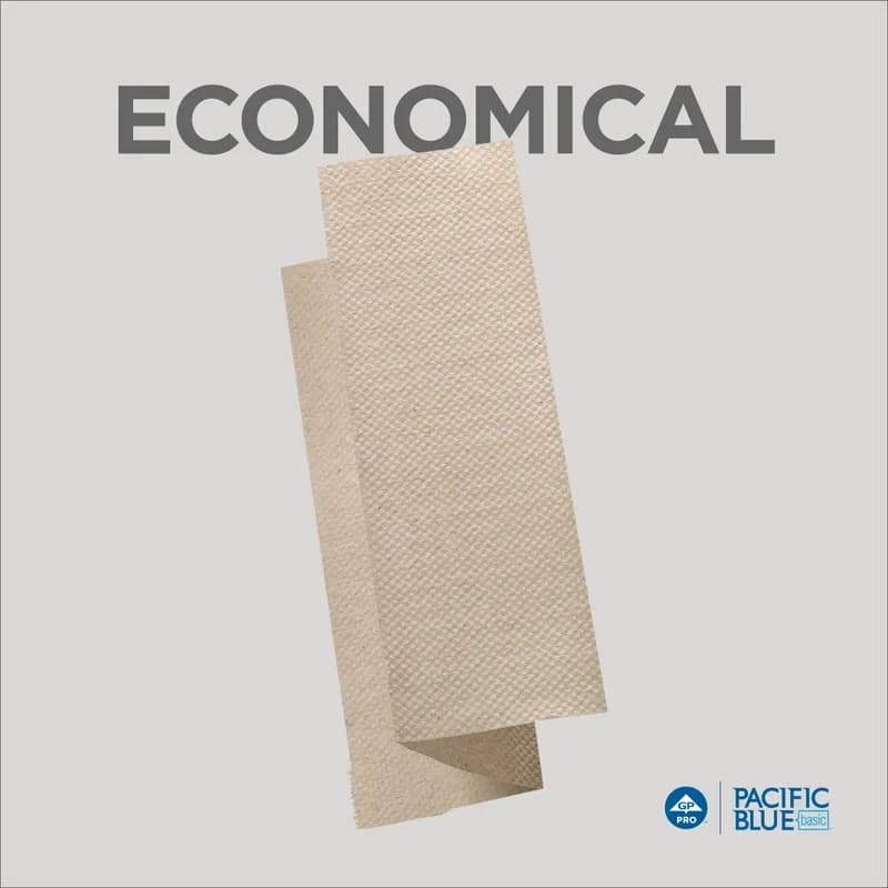 Pacific Blue Basic Folded Paper Towel 9.4X9.2 IN 1PLY Kraft 1/2 Fold 250 Sheets/Pack 16 Packs/Case 4000 Sheets/Case