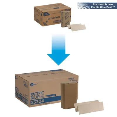 Pacific Blue Basic Folded Paper Towel 9.4X9.2 IN 1PLY Kraft 1/2 Fold 250 Sheets/Pack 16 Packs/Case 4000 Sheets/Case