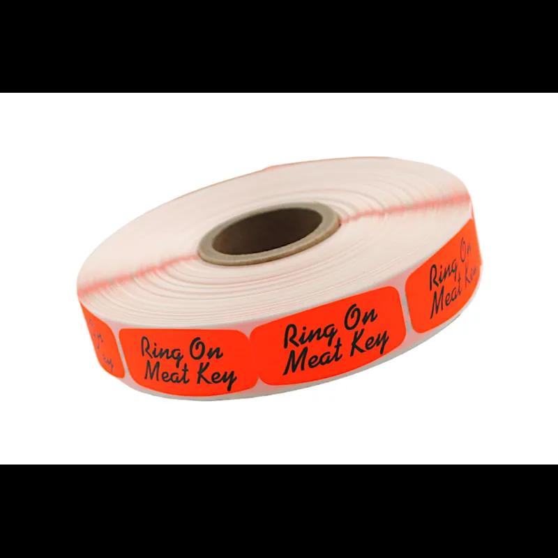 Ring On Meat Key Label 0.625X1.25 IN Black Fluorescent Red Short Oval 1000 Count/Roll 50 Rolls/Case 50000 Count/Case