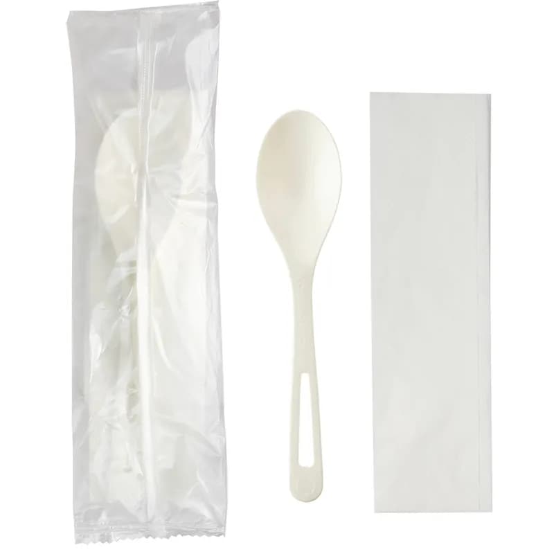2PC Cutlery Kit 6 IN TPLA With Napkin, Spoon 500/Case