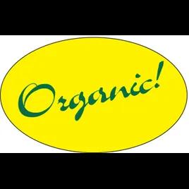 Organic Label 1.25X2 IN Yellow Oval 500/Roll