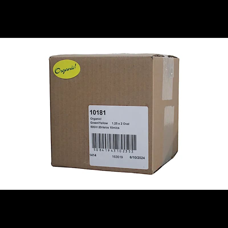 Organic! Produce Flavor Label 1.25X2 IN Green Yellow Oval 500 Count/Roll 20 Rolls/Case 10000 Count/Case