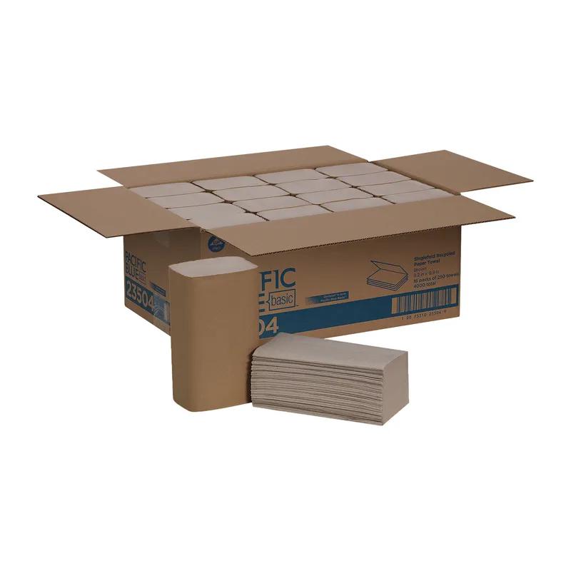 Pacific Blue Basic Envision Folded Paper Towel 9.25X10.25 IN 1PLY Kraft Single Fold EPA Indicator 250 Sheets/Pack