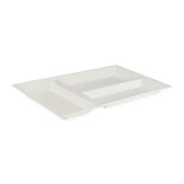 Serving Tray Base 15.87X10.75X1.1 IN 3 Compartment Sugarcane White Rectangle Microwave Safe Freezer Safe 400/Case