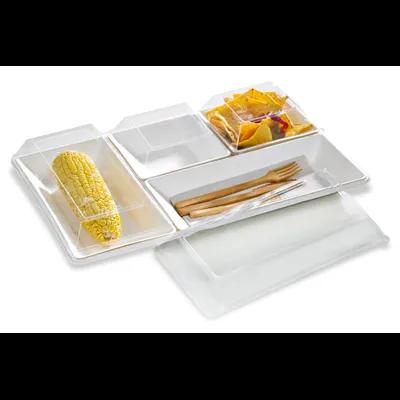 Serving Tray Base 15.87X10.75X1.1 IN 3 Compartment Sugarcane White Rectangle Microwave Safe Freezer Safe 400/Case