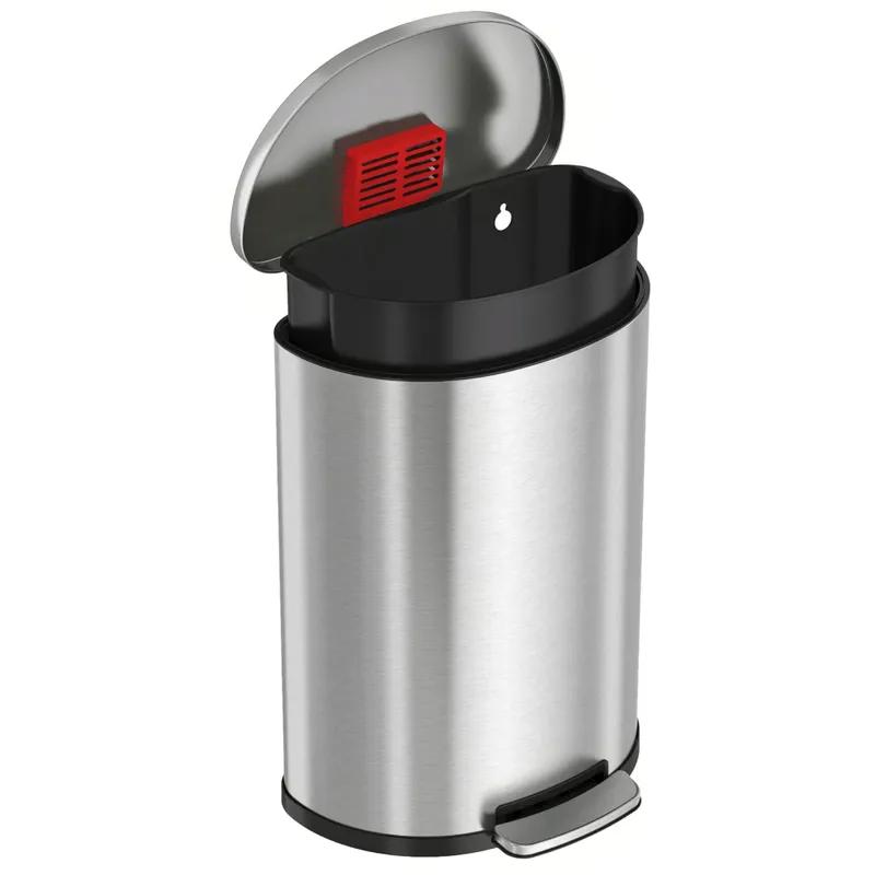 Trash Can 13 GAL Semi-Round Plastic Soft Step Pedal Commercial Removable Liner Odor Filter 1/Each