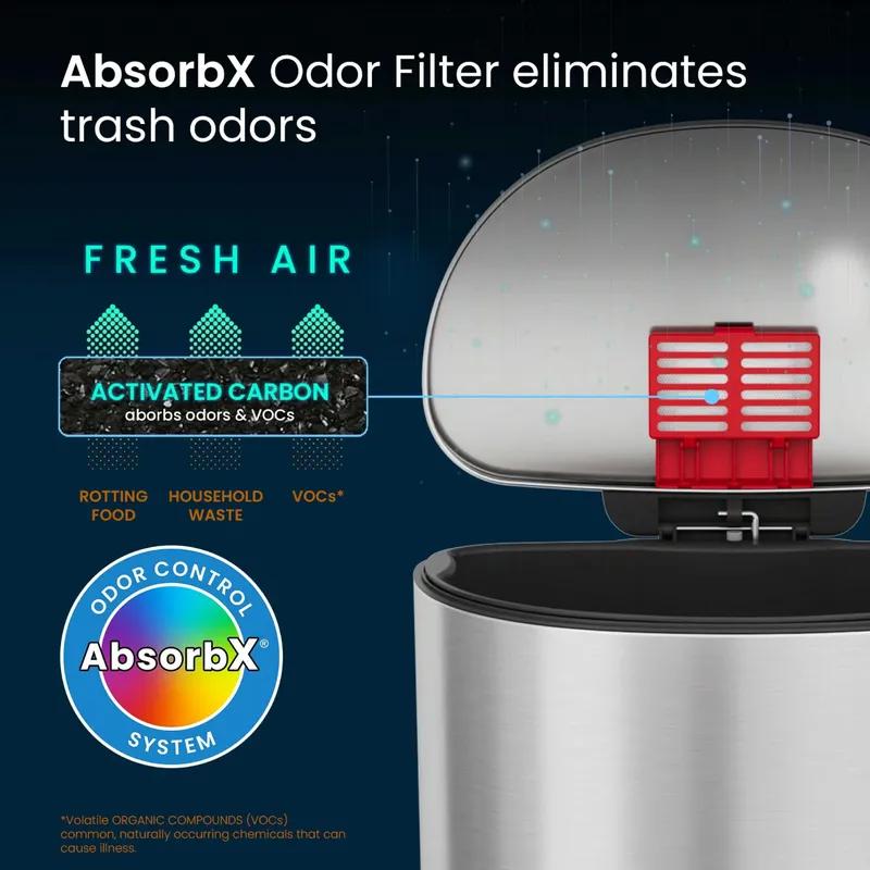 Trash Can 13 GAL Semi-Round Plastic Soft Step Pedal Commercial Removable Liner Odor Filter 1/Each