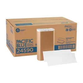Pacific Blue Basic Folded Paper Towel 9.4X9.2 IN 1PLY White 1/2 Fold 250 Sheets/Pack 16 Packs/Case 4000 Sheets/Case