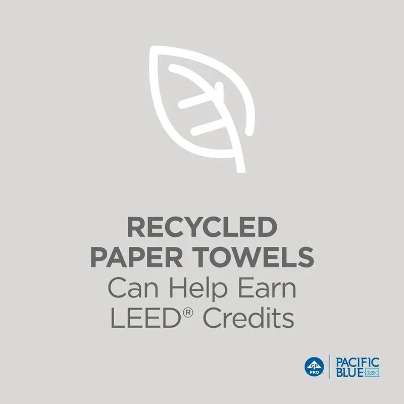 Pacific Blue Basic Folded Paper Towel 9.4X9.2 IN 1PLY White 1/2 Fold 250 Sheets/Pack 16 Packs/Case 4000 Sheets/Case
