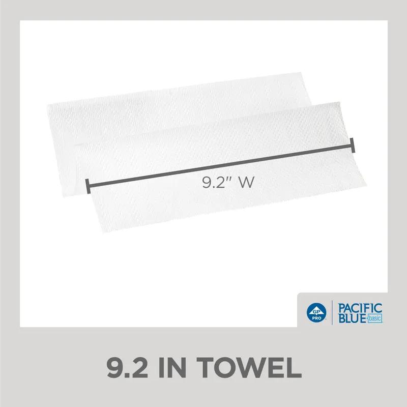 Pacific Blue Basic Folded Paper Towel 9.4X9.2 IN 1PLY White 1/2 Fold 250 Sheets/Pack 16 Packs/Case 4000 Sheets/Case