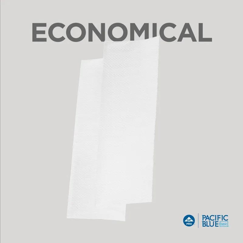 Pacific Blue Basic Folded Paper Towel 9.4X9.2 IN 1PLY White 1/2 Fold 250 Sheets/Pack 16 Packs/Case 4000 Sheets/Case