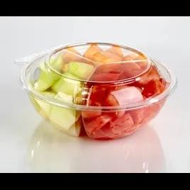 Fresh N' Sealed® Deli Container Hinged With Dome Lid 51 OZ 3 Compartment PET Clear Round 50/Case