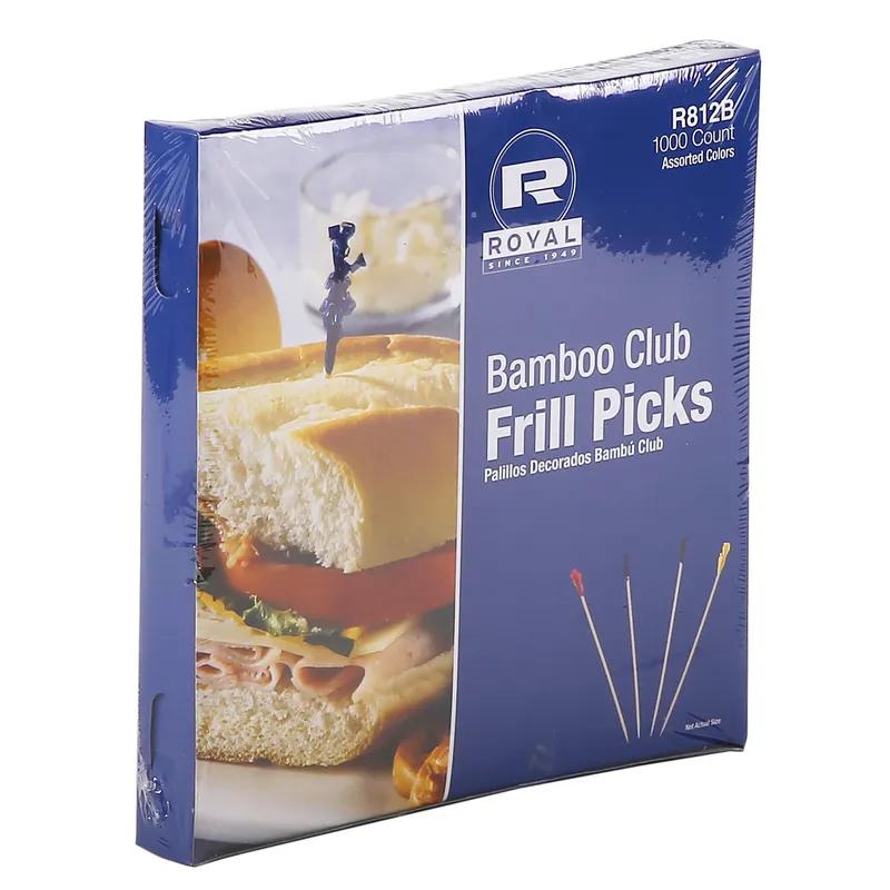 Sandwich Club Frill Pick 4 IN Bamboo Assorted 1000 Count/Pack 10 Packs/Case 10000 Count/Case