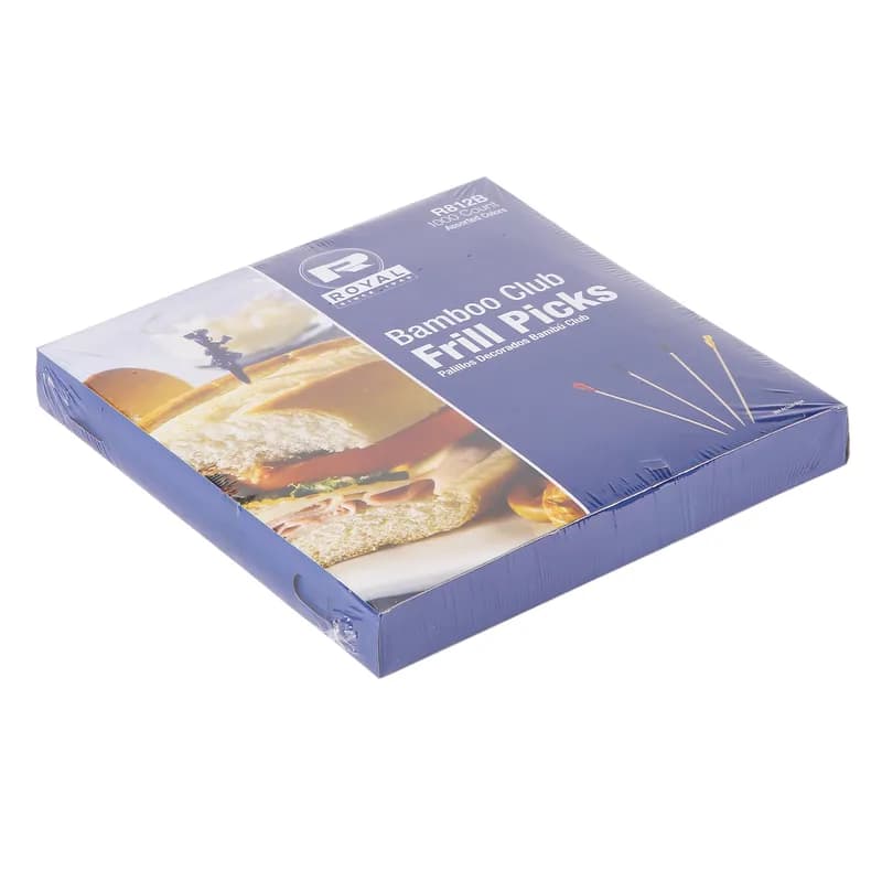Sandwich Club Frill Pick 4 IN Bamboo Assorted 1000 Count/Pack 10 Packs/Case 10000 Count/Case
