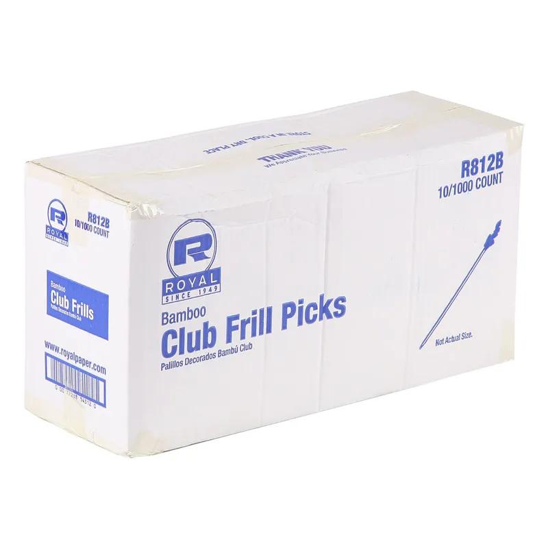 Sandwich Club Frill Pick 4 IN Bamboo Assorted 1000 Count/Pack 10 Packs/Case 10000 Count/Case