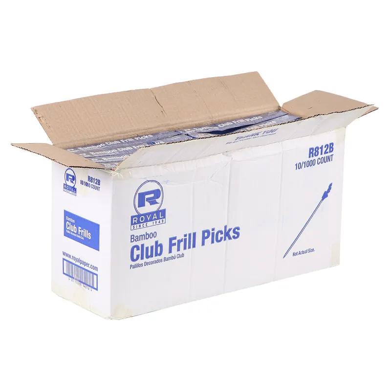 Sandwich Club Frill Pick 4 IN Bamboo Assorted 1000 Count/Pack 10 Packs/Case 10000 Count/Case