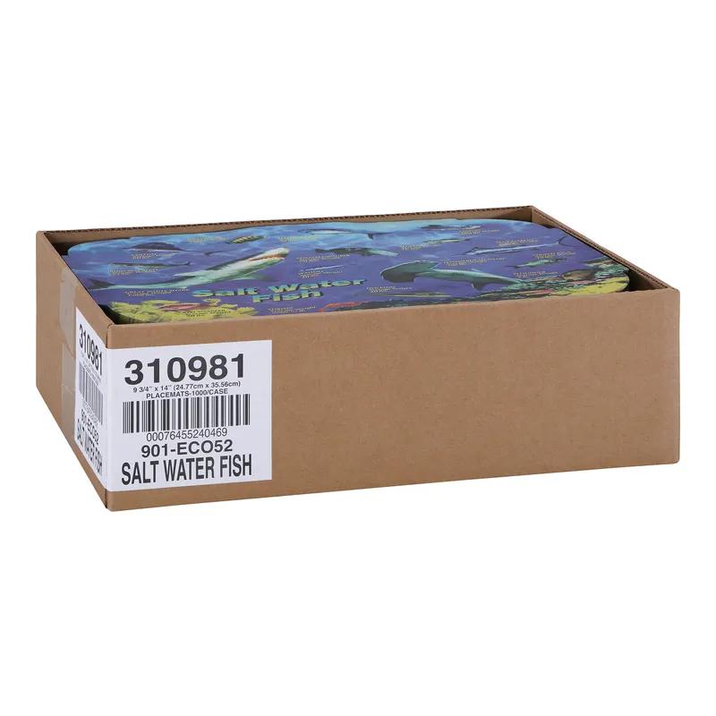 Placemat 9.75X14 IN Saltwater Fish Paper Die-Cut 1000/Case
