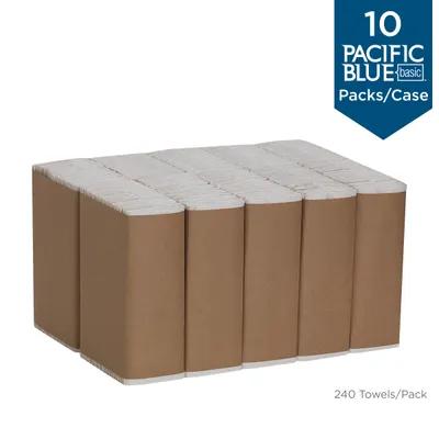 Pacific Blue Basic Folded Paper Towel 10.1X12.7 IN 1PLY White 1/2 Fold EPA Indicator 240 Sheets/Pack 10 Packs/Case