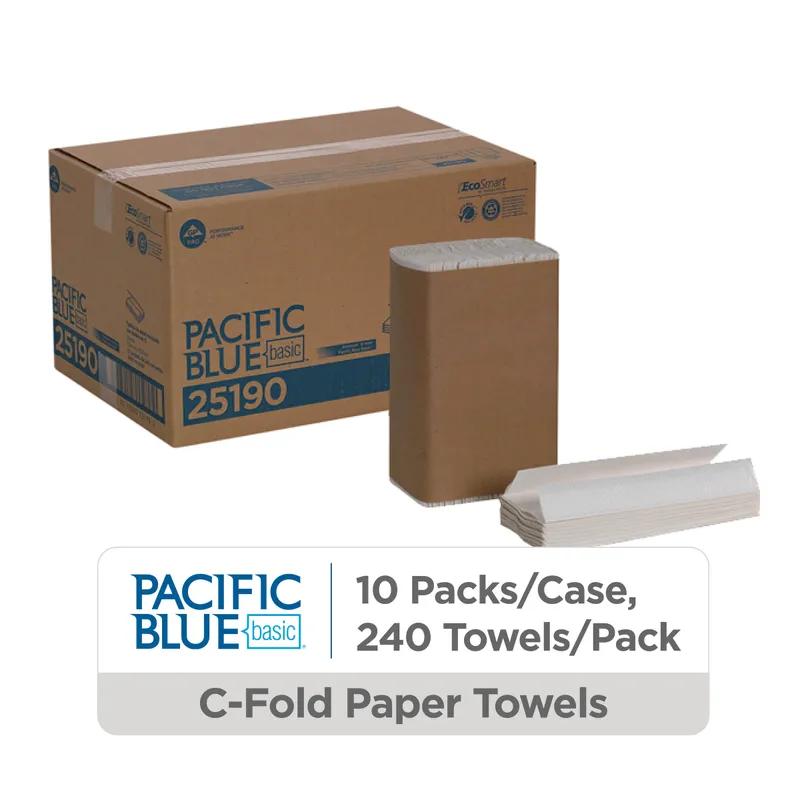 Pacific Blue Basic Folded Paper Towel 10.1X12.7 IN 1PLY White 1/2 Fold EPA Indicator 240 Sheets/Pack 10 Packs/Case