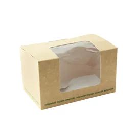 Cold Take-Out Box Tuck-Top 4.9X3X2.8 IN Paper PLA Kraft Rectangle With Window 50 Count/Pack 10 Packs/Case 500 Count/Case