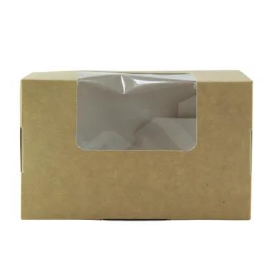 Cold Take-Out Box Tuck-Top 4.9X3X2.8 IN Paper PLA Kraft Rectangle With Window 50 Count/Pack 10 Packs/Case 500 Count/Case