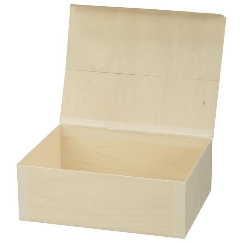 Take-Out Box Hinged With Flat Lid Medium (MED) 6X8X3 IN Rice Paper Wood Natural Rectangle 100/Case
