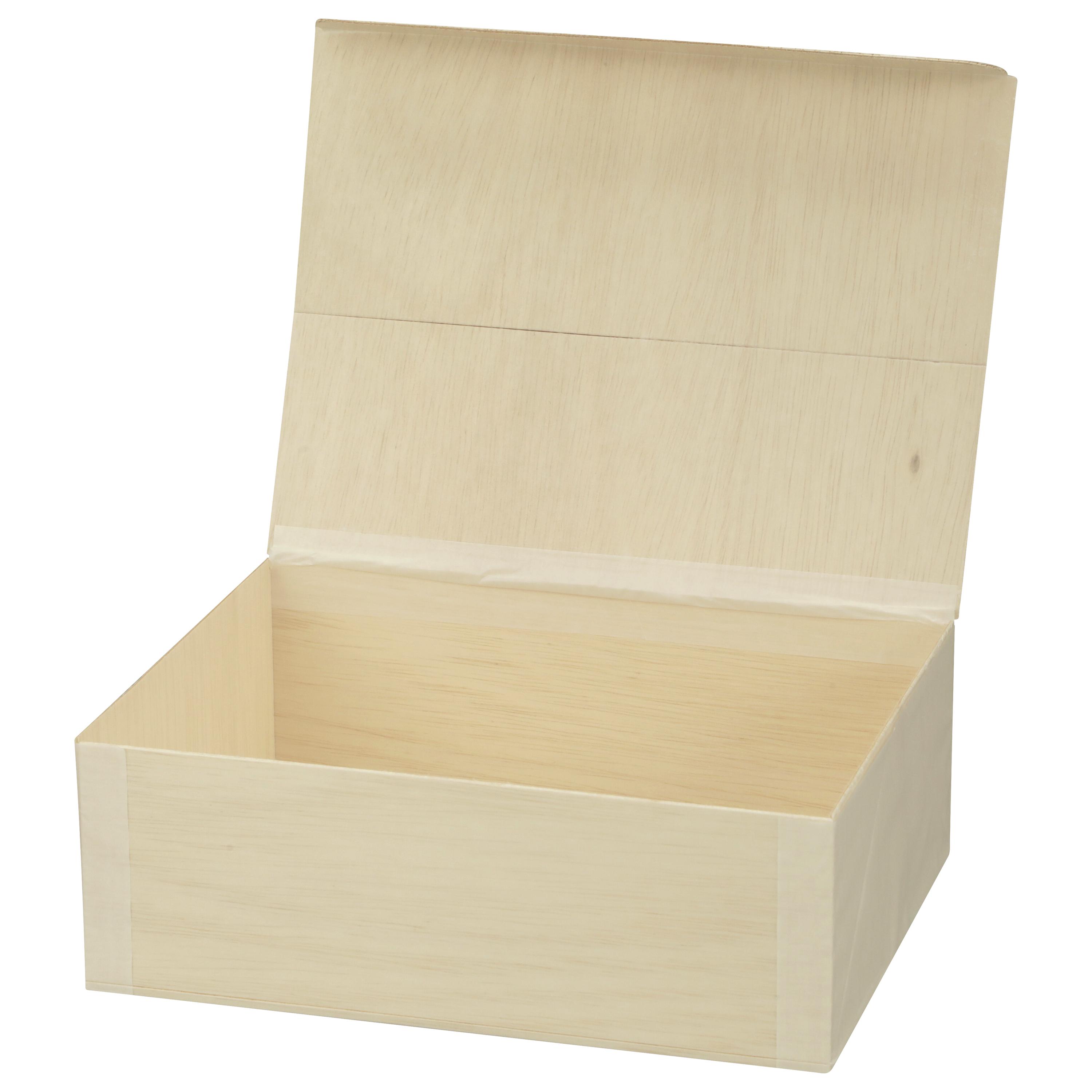 Take-Out Box Hinged With Flat Lid Medium (MED) 6X8X3 IN Rice Paper Wood Natural Rectangle 100/Case
