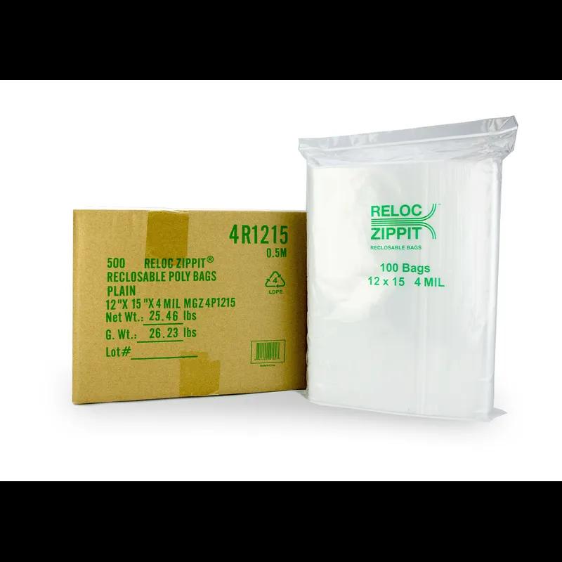 Bag 12X15 IN Plastic 4MIL With Zip Seal Closure Reclosable 500/Case