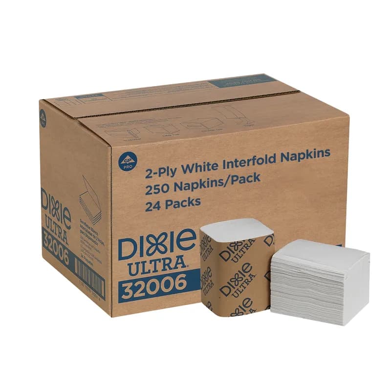 Dixie® Ultra Dispenser Napkins 9.9X6.5 IN White Paper 2PLY Single Fold 250 Count/Pack 24 Packs/Case 6000 Count/Case