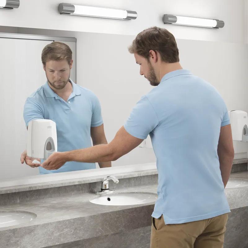 Soap Dispenser 5.25X4.75X9.75 IN White Plastic Manual Viewing Window Metered 1/Each