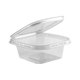 Safe Pinch® Deli Container Hinged With Flat Lid 8 OZ RPET Clear Square 272/Case