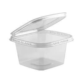 Safe Pinch® Deli Container Hinged With Flat Lid 12 OZ RPET Clear Square 268/Case