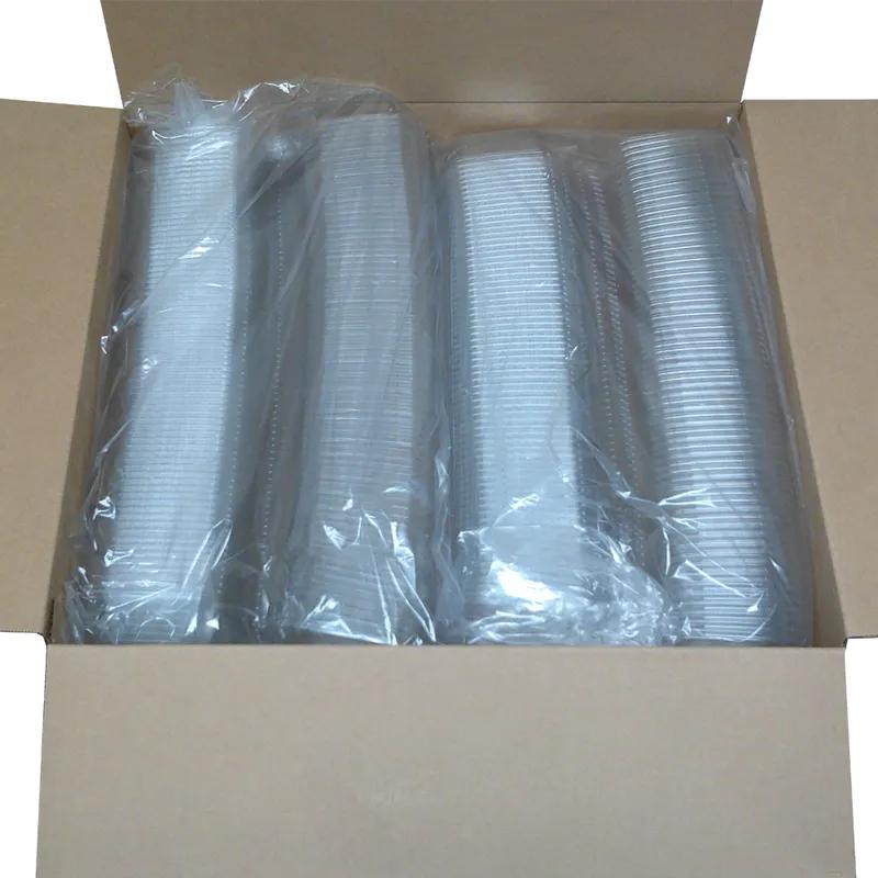 Safe Pinch® Deli Container Hinged With Flat Lid 12 OZ RPET Clear Square 268/Case