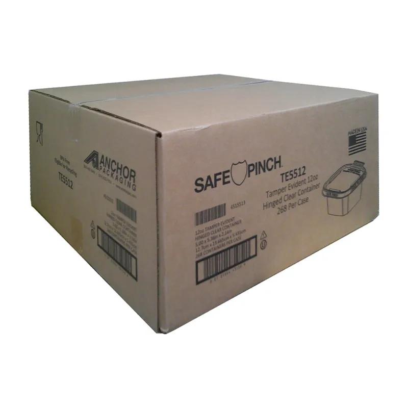 Safe Pinch® Deli Container Hinged With Flat Lid 12 OZ RPET Clear Square 268/Case