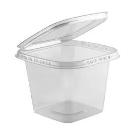 Safe Pinch® Deli Container Hinged With Flat Lid 24 OZ RPET Clear Square 220/Case