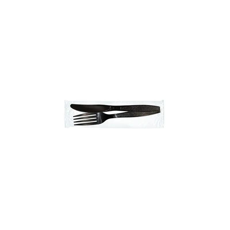 WNA 2PC Cutlery Kit PS Black Heavy Duty Individually Wrapped With Fork,Knife 500/Case
