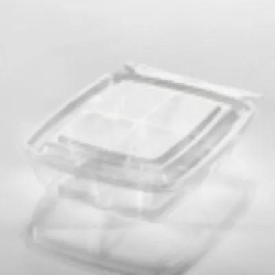 Fresh N' Sealed® Deli Container Hinged With Flat Lid 13 OZ 4 Compartment PET Clear Rectangle 260/Case