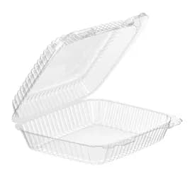 Essentials Take-Out Container Hinged With Dome Lid 8.4375X7.9375X2.4375 IN RPET Clear Rectangle 200/Case
