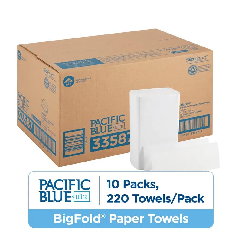 Pacific Blue Ultra™ Folded Paper Towel 11X10.25 IN 1PLY White 1/2 Fold 220 Sheets/Pack 10 Packs/Case 2200 Sheets/Case