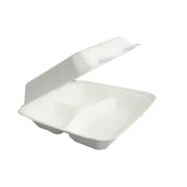 Take-Out Container Hinged With Dome Lid 9X9 IN 3 Compartment Pulp Fiber Square 200/Case