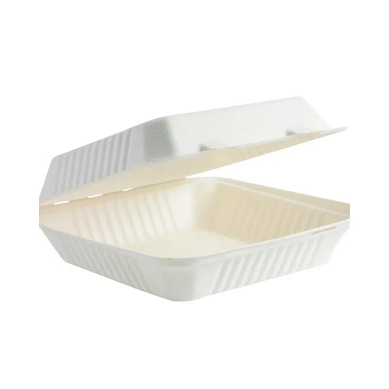 Take-Out Container Hinged With Dome Lid 9X9 IN Pulp Fiber Square 200/Case