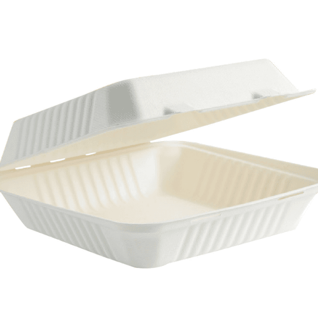 Take-Out Container Hinged With Dome Lid 9X9 IN Pulp Fiber Square 200/Case