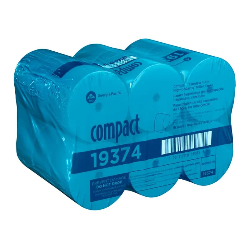 Compact® Toilet Paper & Tissue Roll 4X3.8 IN 1PLY White Coreless High Capacity 3000 Sheets/Roll 18 Rolls/Case