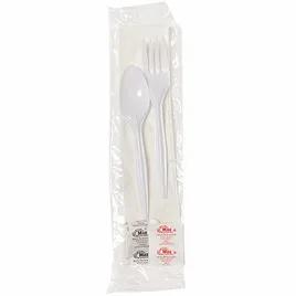 5PC Cutlery Kit PP White Medium Weight With 13X17 Napkin,Fork,Salt & Pepper,Spoon 250/Case