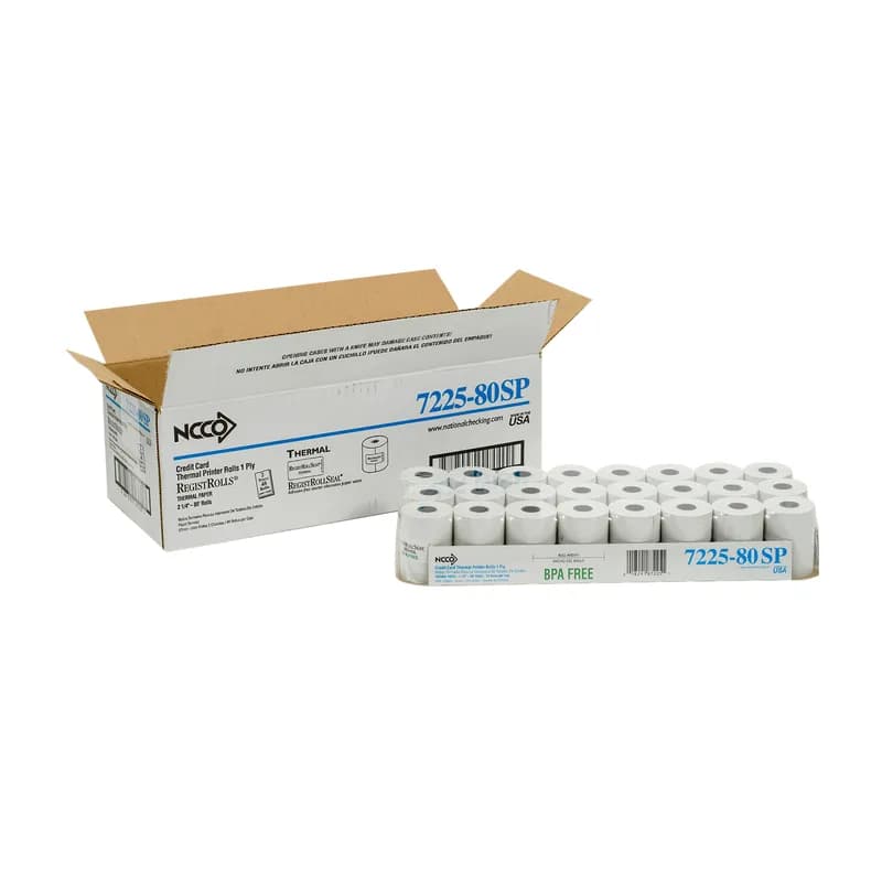 Thermal Paper Credit Card Machine Roll 2.25IN X80FT White 24 Rolls/Case 2 Count/Case